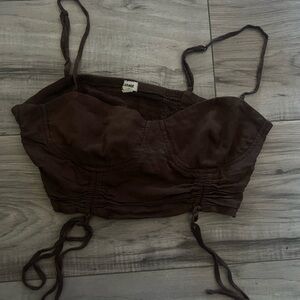 garage brown crop top